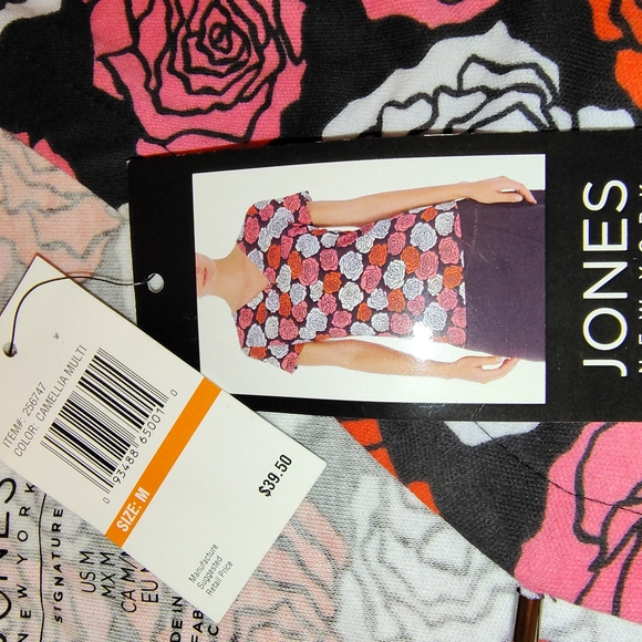 Jones New York Black Floral Camellia Multi T-shirt Size M - Picture 8 of 10